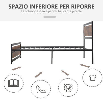 Single Wooden and Steel Storage Structure with industrial -style slats, 90x200cm