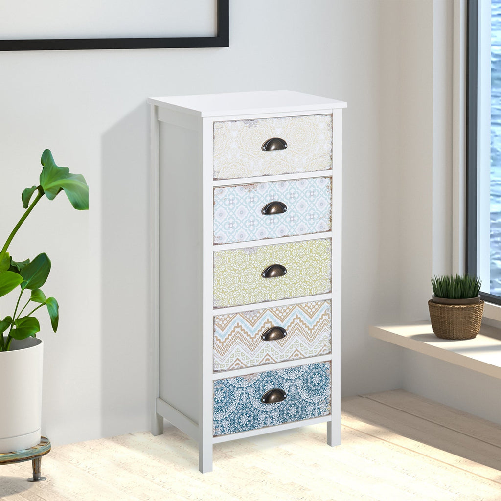 Vintage cabinet chestnut with 5 Fantasy drawers, 46x34x97.5cm - Borgè