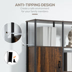 Homond industrial style bookcase with 4 shelves and 2 lockers, 90x30x159.5cm, black and brown - Borgè