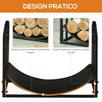 Outsunny interior and exterior metal portal with curved shelf, up to 60kg of wood - black - Borgè