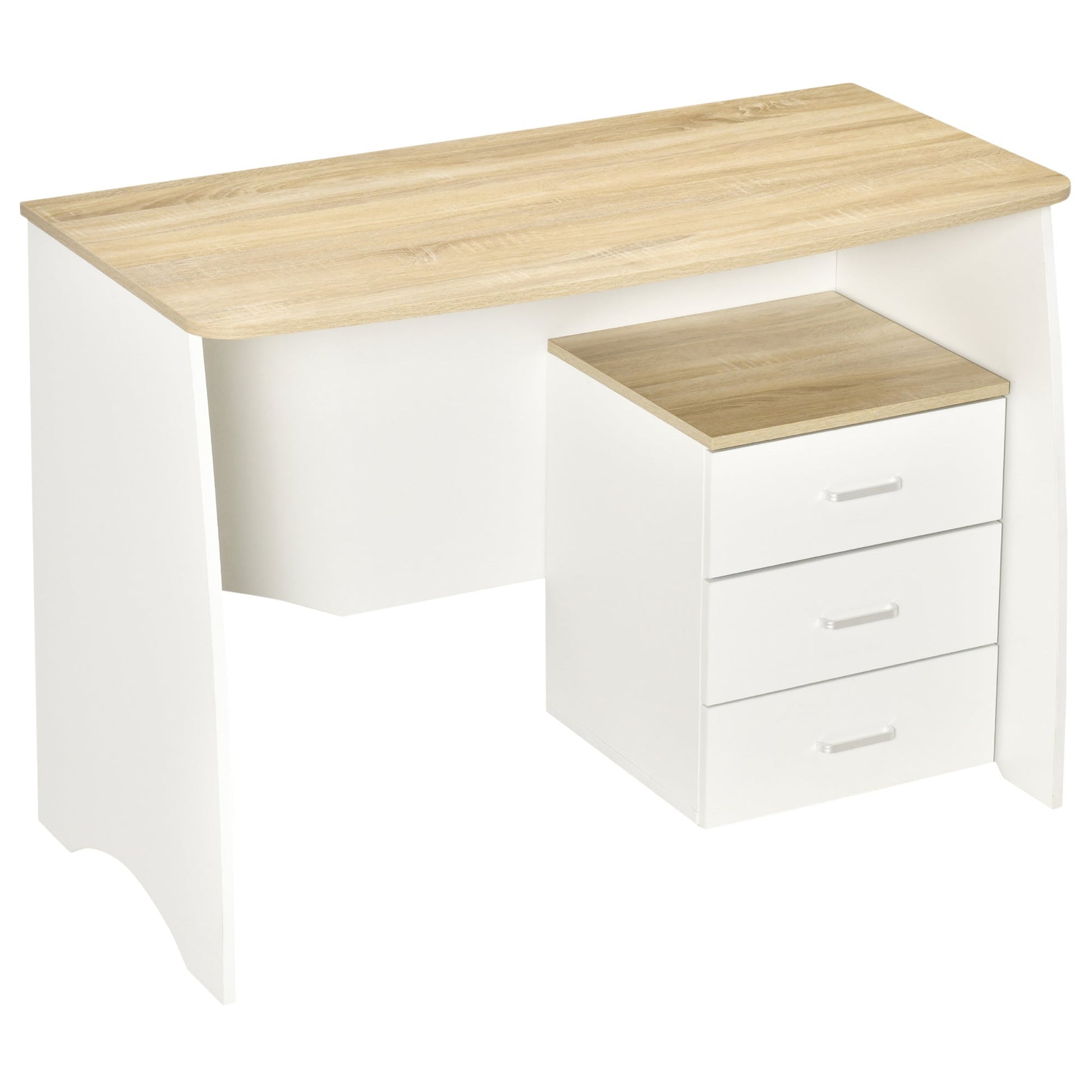 desk with modern wooden chest of drawers, pc desk for room and office, 110x55x75cm - Borgè