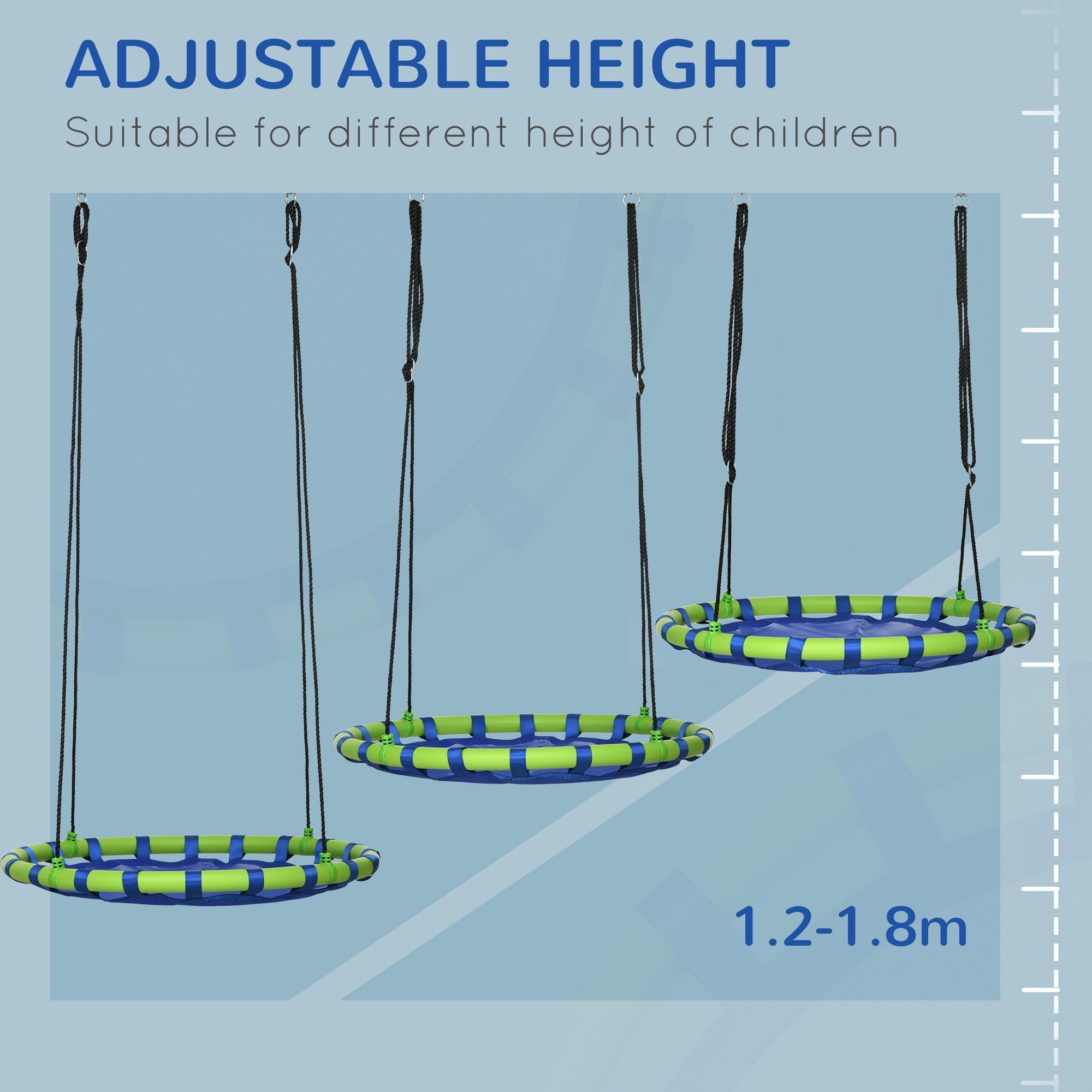 Outsunny swing for children from 3-8 years as a garden Ã˜100cm and adjustable strings, blue - Borgè