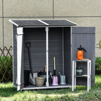 Wooden Garden Shed with 2 Doors, Outdoor Garden Tool Cabinet with a Stool, 139x75x147/160cm - Borge' Group Limited