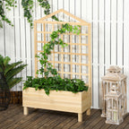 Outdoor Planter in Fir Wood with Trellis and Drainage Holes, 90x43x150 cm - Borge' Group Limited
