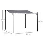 Outsunny Gazebo Pergola 3x3m Garden with Grey waterproof curtain - Borgè