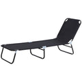 Outsunny folding garden deckchair with adjustable back, steel and Oxford fabric, 188x56x28cm, black - Borgè