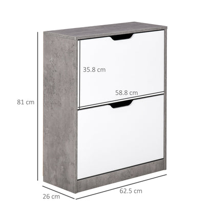 Mobile Mobile SCANDIER WITH 2 ATHI for 8 pairs of shoes, Modern Grey and White Furniture, 62.5x24x81cm