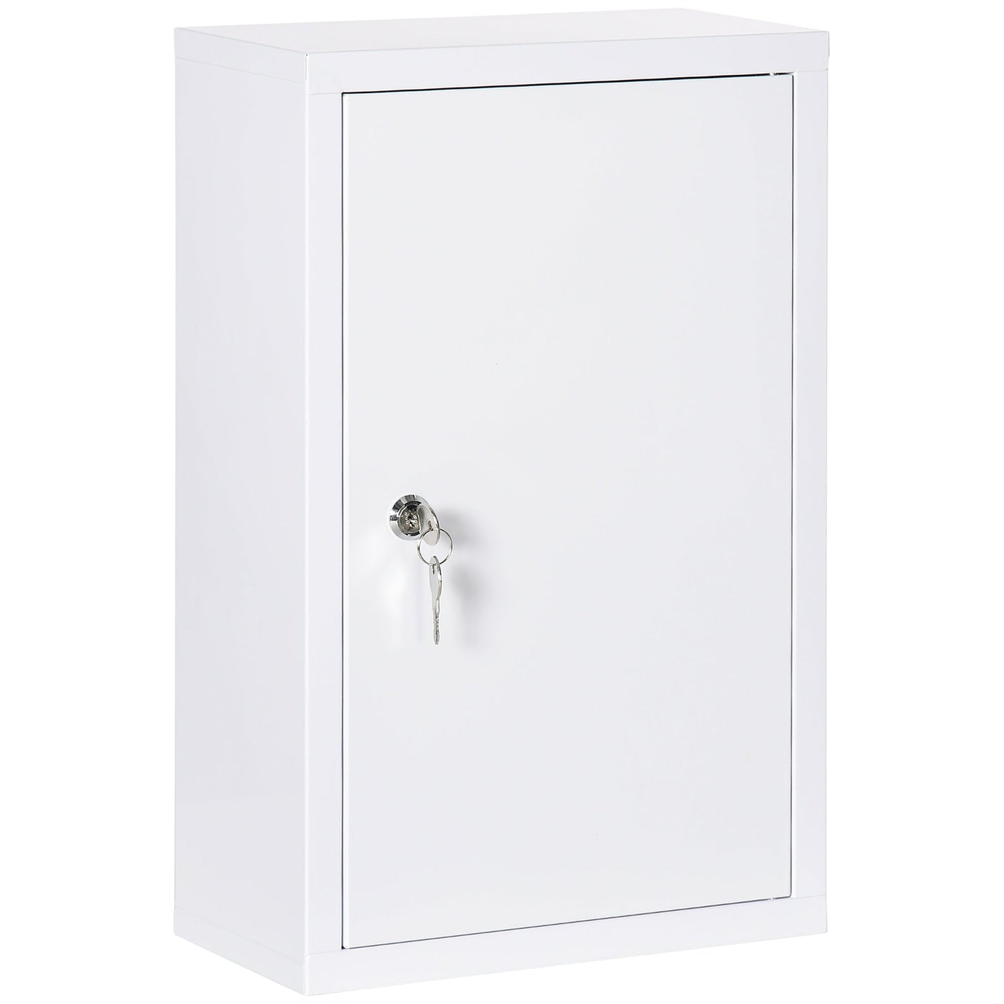 Kleankin Medicinal cabinet with 3 stainless steel shelves with 2 keys and wall assembly, 30x14x46 cm, white - Borgè