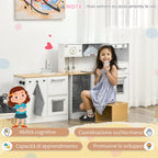 Homcom cuisine 2 pieces for children 3-6 years with kitchen utensils, lights and sound effects, in mdf and pp - Borgè