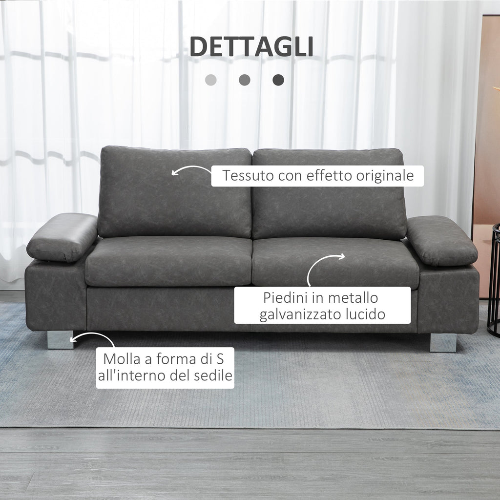 Grey 2 Seater Sofa ( 200x88x86 cm ) - Borgè