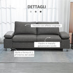 Grey 2 Seater Sofa ( 200x88x86 cm ) - Borgè