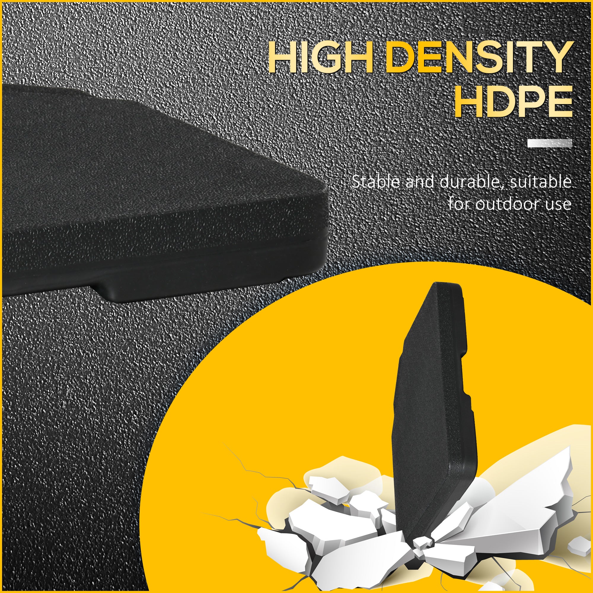 4 -piece umbrella base for umbrella filled with water or sand and connection hooks, black - Borgè
