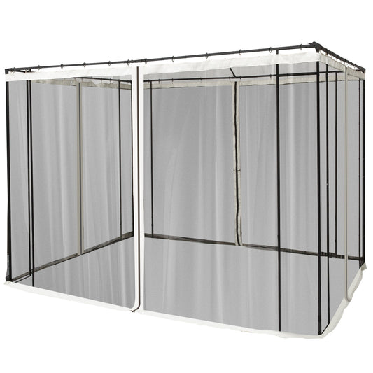 Outsunny 3x3m gazebo mosquito net with hinges and rings, 302x207cm, black/beige panels - Borgè