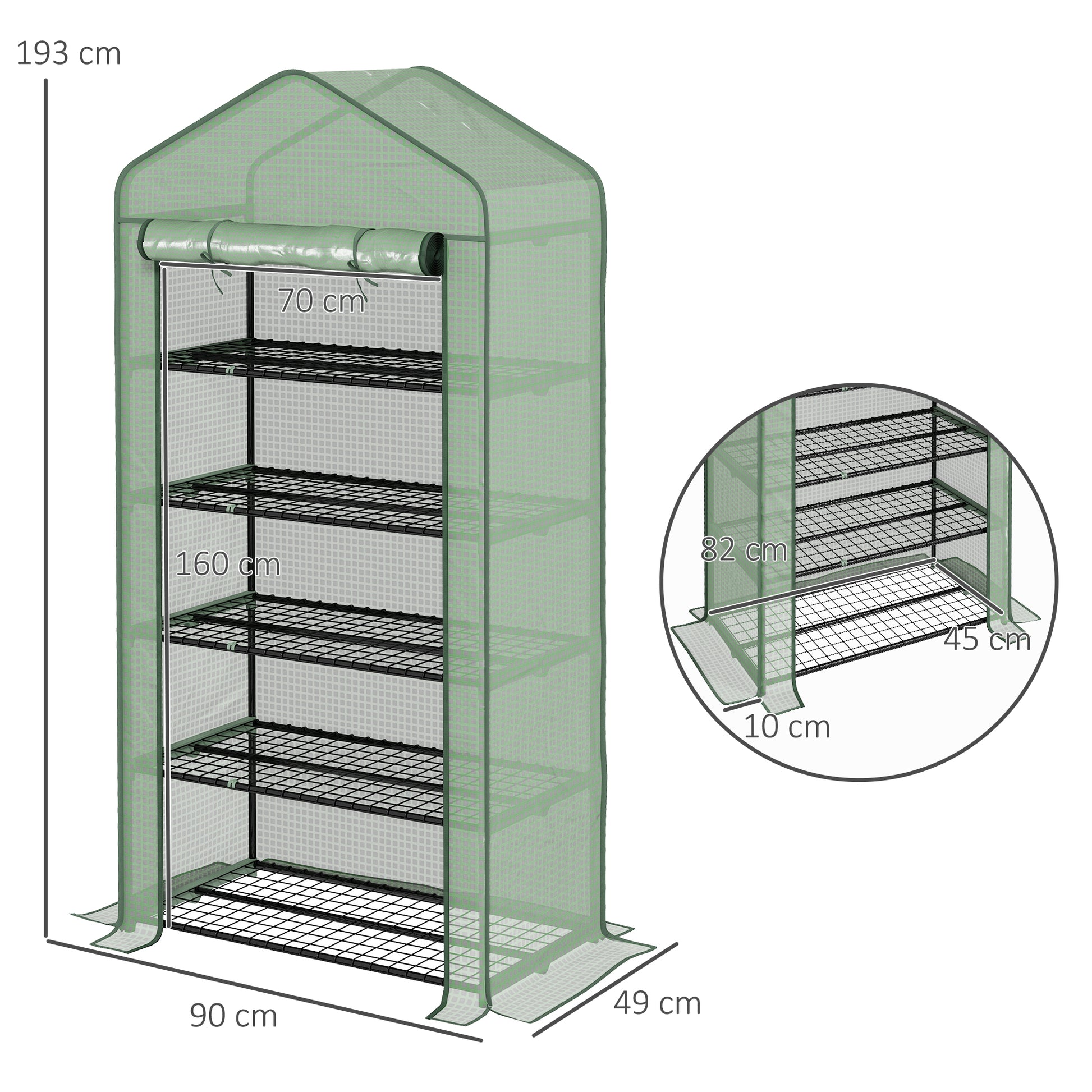 Outsunny Serra A Casetta at 5 -level with roller -up entrance, in steel and polyethylene, 90x49x193 cm, green - Borgè