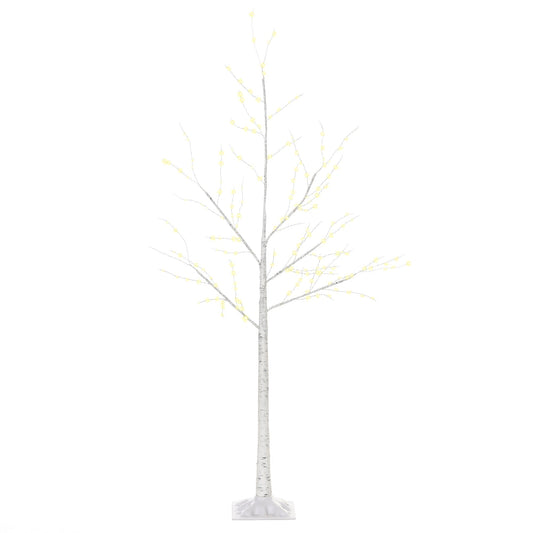 White Christmas tree with LED lights, square base and power cable, steel | 20x20x150 - Borgè