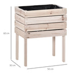 Raised Vegetable Garden Bed with 4 Plant Pots, 50x30x60cm, Natural Wood - Borge' Group Limited