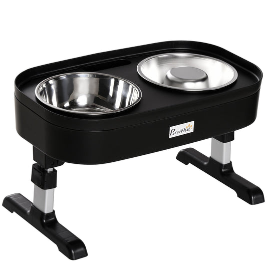 Pawhut set of raised bowls for steel dogs with adjustable height on 4 levels, black - Borgè