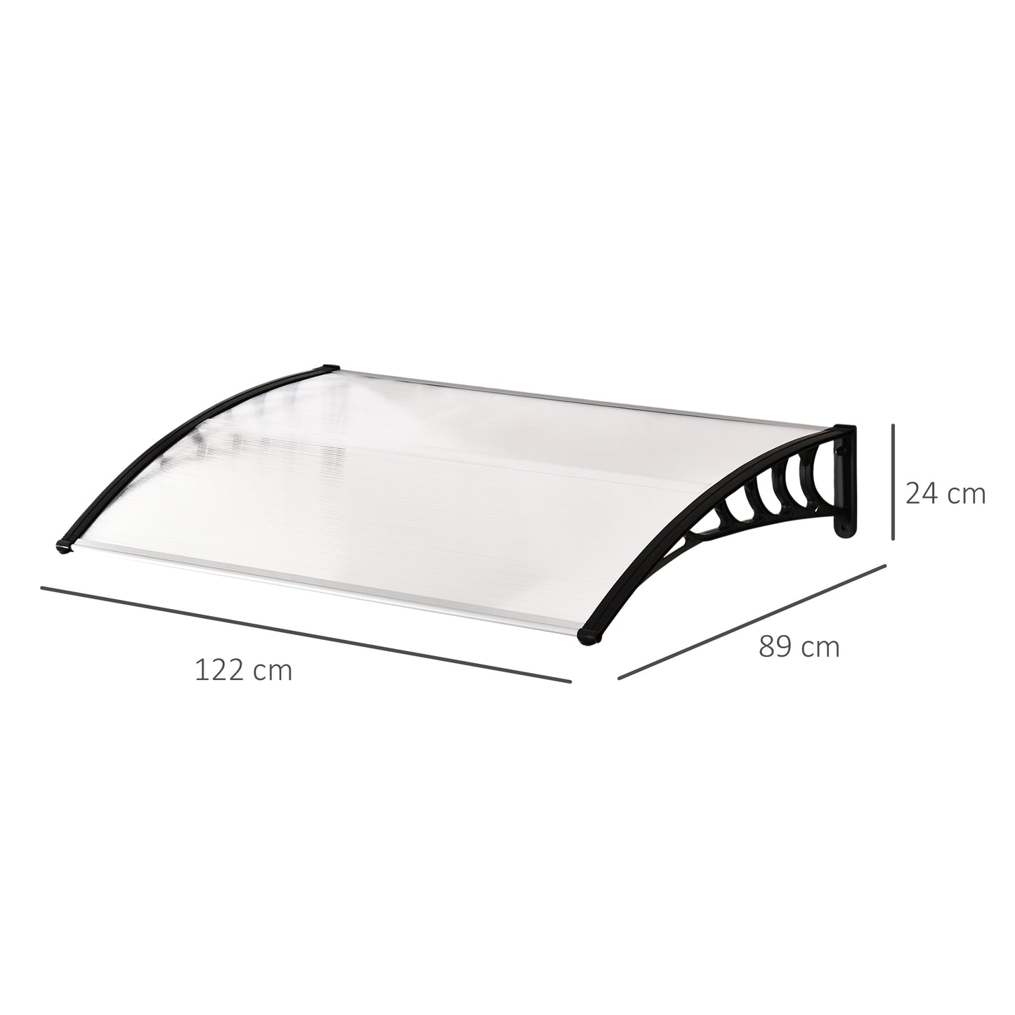 Outsunny exterior canopy curved with screws and bolts included, in polycarbonate, pp and aluminum, 122x89x24 cm - Borgè