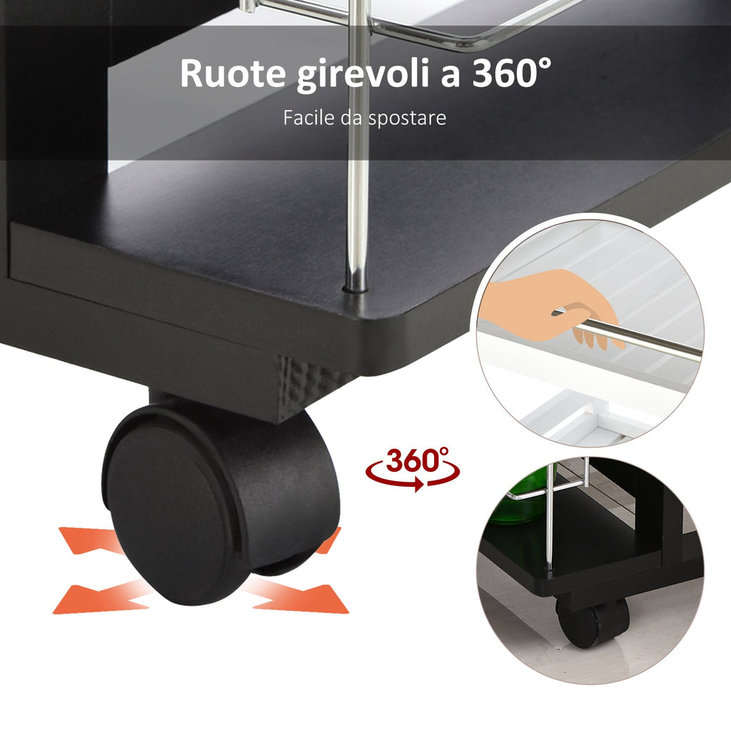 kitchen trolley with 4 removable baskets and 4 black side compartments - Borgè