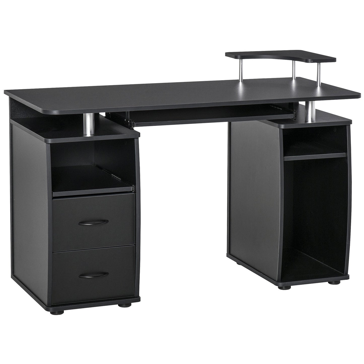 Wooden desk with drawers, removable shelf and raised black shelf - Borgè