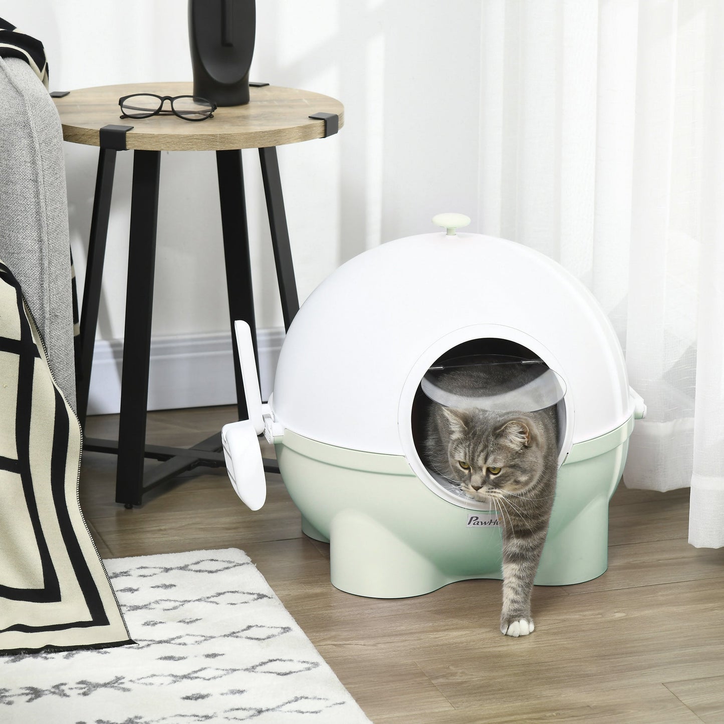 PAWHUT 4KG MAX cat bed with PP and PC palette, 53x51x48cm, white and green - Borgè