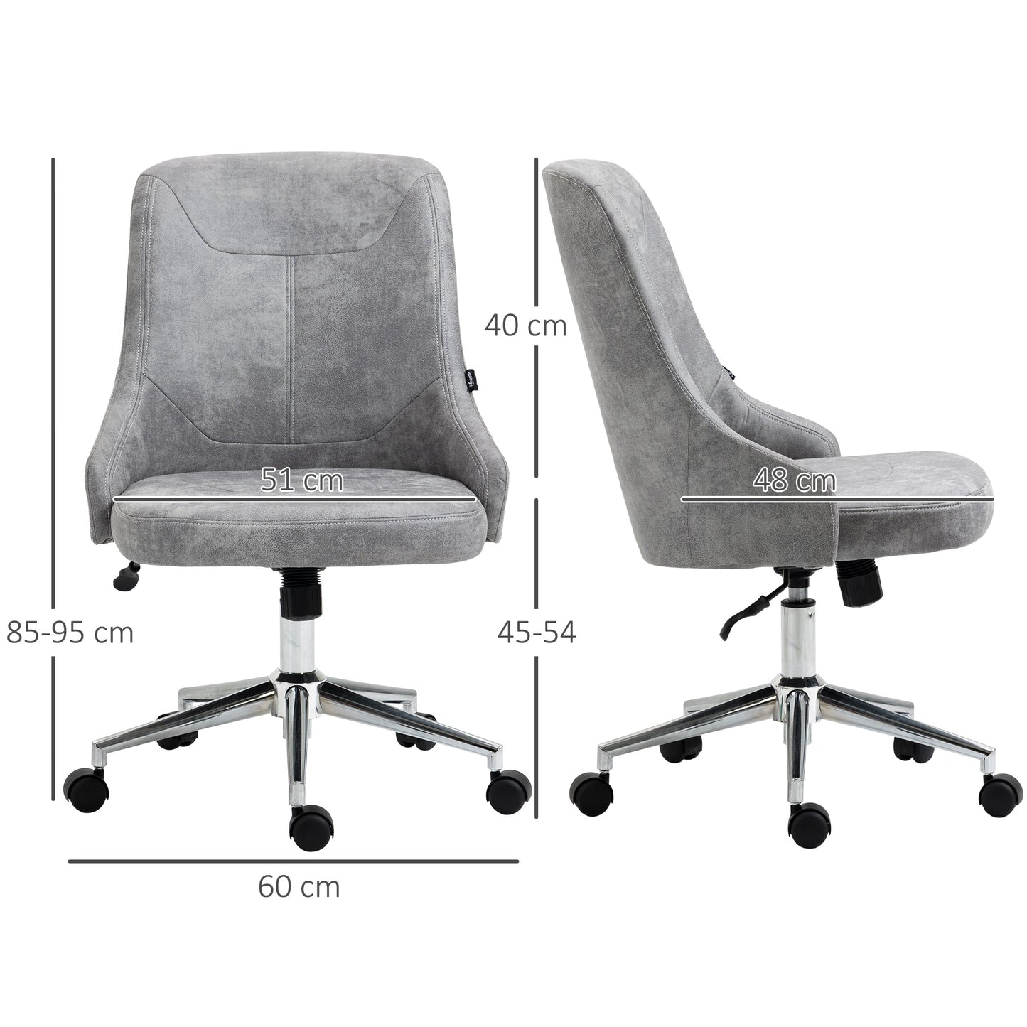 VIP SEAR FROM OFFICE ADJUSTABLE WITH GIREVANTY FUNCTION AND INCLIBLE AT 360 Â°, 56x63x85-95 cm, Gray - Borgè