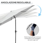 Garden Umbrella 3x2.5 m Tiltable with Removable Pole, in Metal and White Polyester - Borge' Group Limited