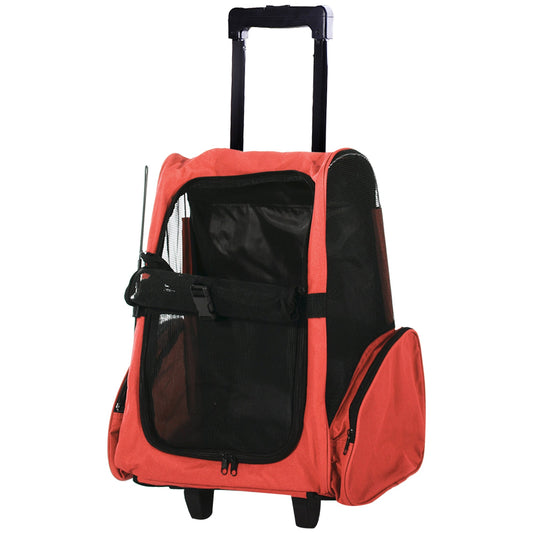 Pawhut Trolley backpack 2 in 1 for small pets, red, 35x27x49cm - Borgè