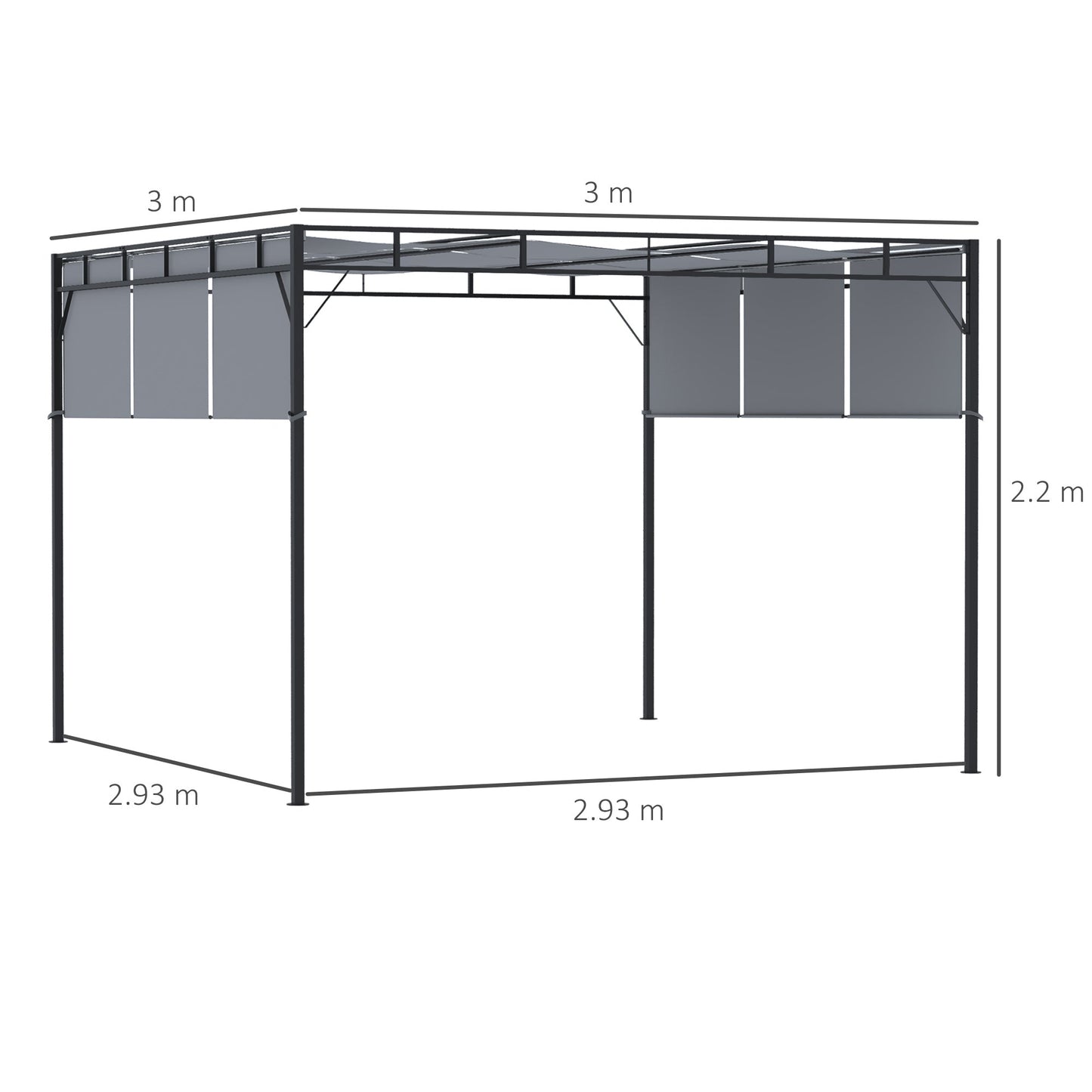 MICHAELA | Outdoor Pergola 3x3m with sliding roof - Borgè