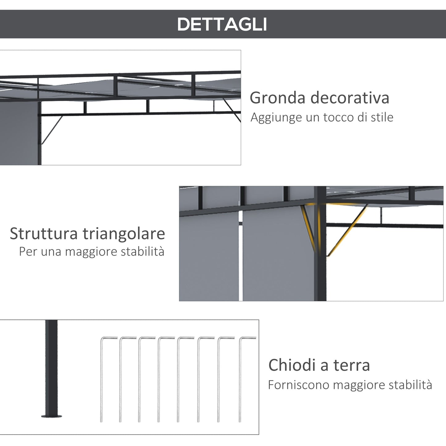 MICHAELA | Outdoor Pergola 3x3m with sliding roof - Borgè