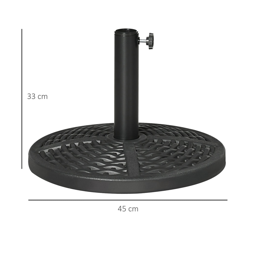 Round Garden Umbrella Base Rattan Effect Ø45cm Weight 9.5kg, Black - Borge' Group Limited