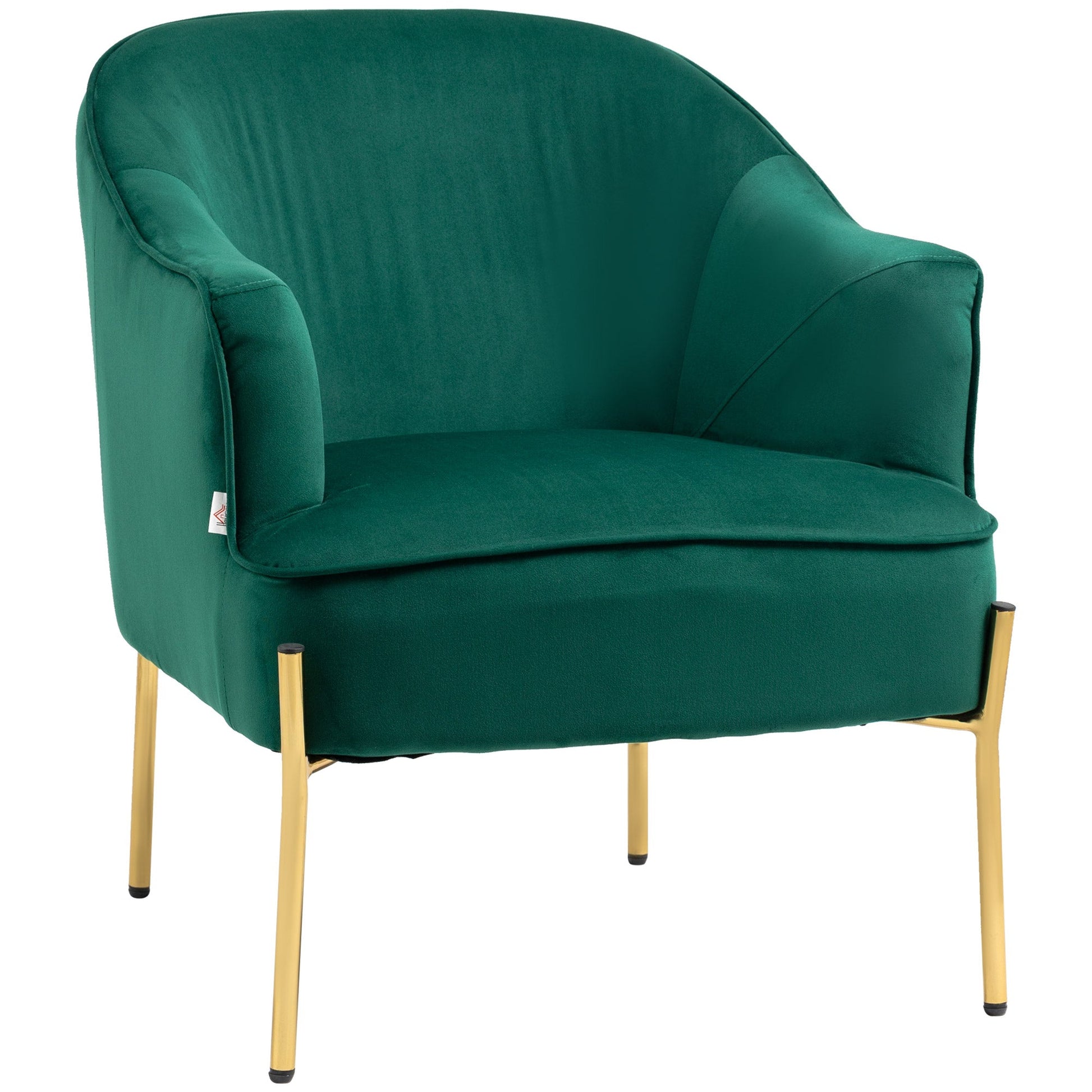 bedroom armchair in velvet effect fabric with steel legs, 62x69x75 cm, green - Borgè