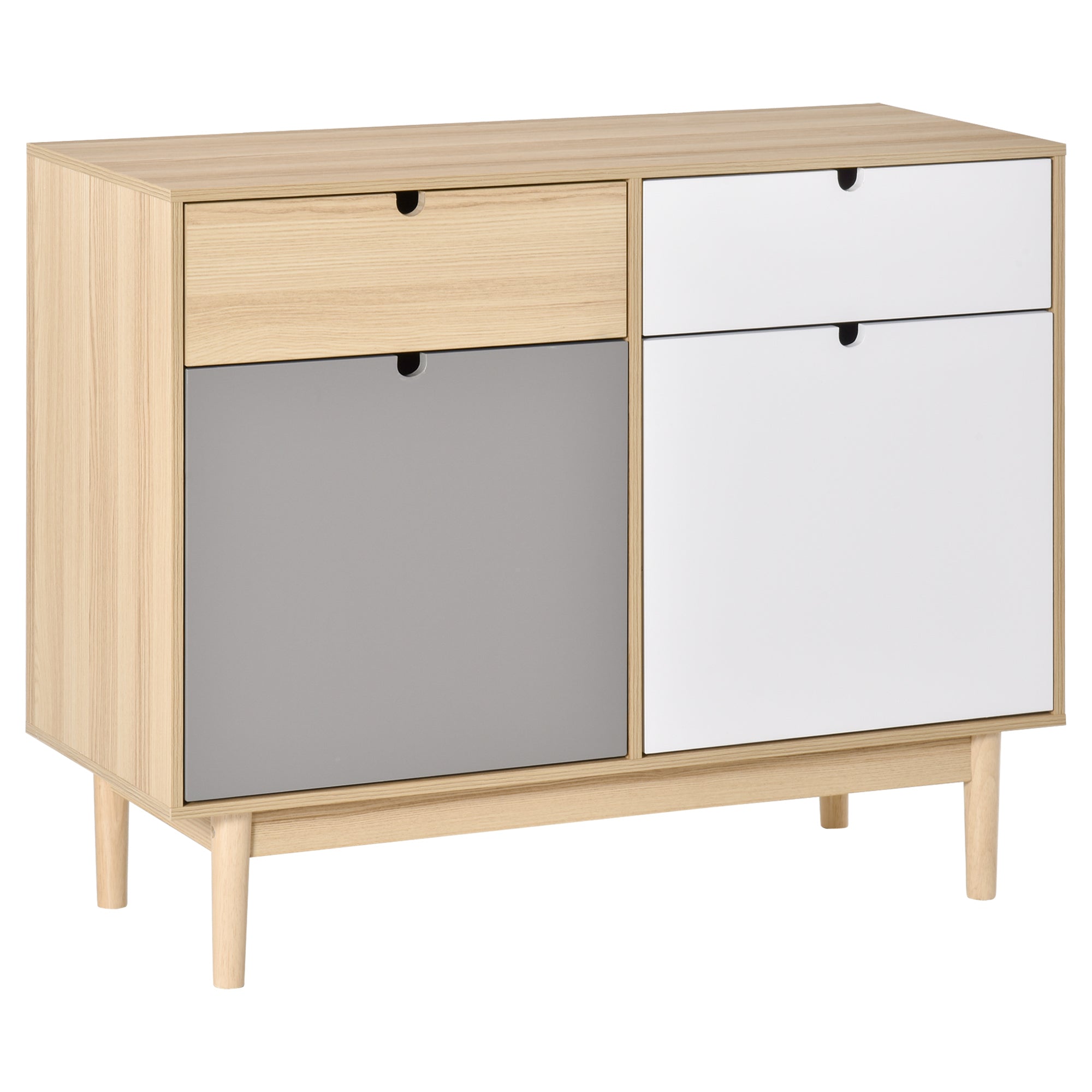 Multiuse Multiuse Nordic style, two -room cabinet with kitchen drawers and entrance, 100x40x79.5cm, multicolor - Borgè