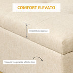 Homcom bench with quilted polyester container with gold steel legs, 110x44x48cm, beige - Borgè