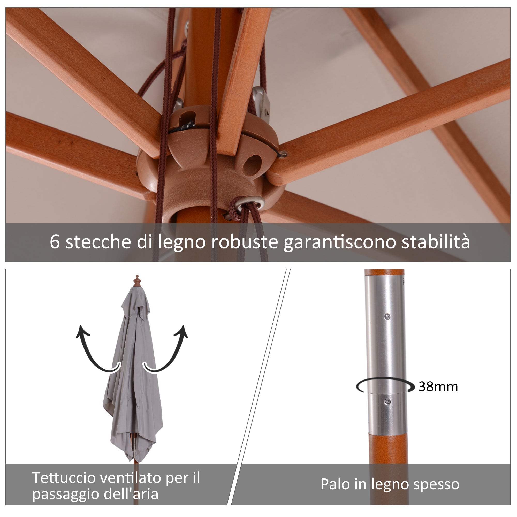 AUSTIN | Grey Inclinable Garden Umbrella - Borge' Group Limited