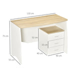 desk with modern wooden chest of drawers, pc desk for room and office, 110x55x75cm - Borgè