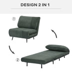 Homcom armchair bed 2 in 1 single, backrest adjustable on 3 levels and padded, wooden structure and steel - Borgè