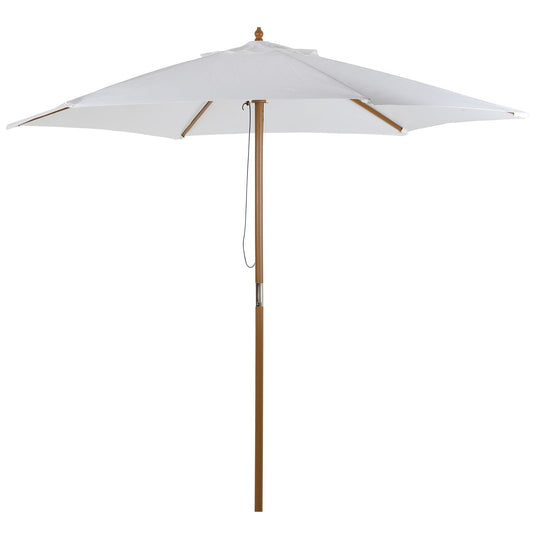 Outsunny Garden umbrella in bamboo, cream white, Ø250 x 230cm - Borgè