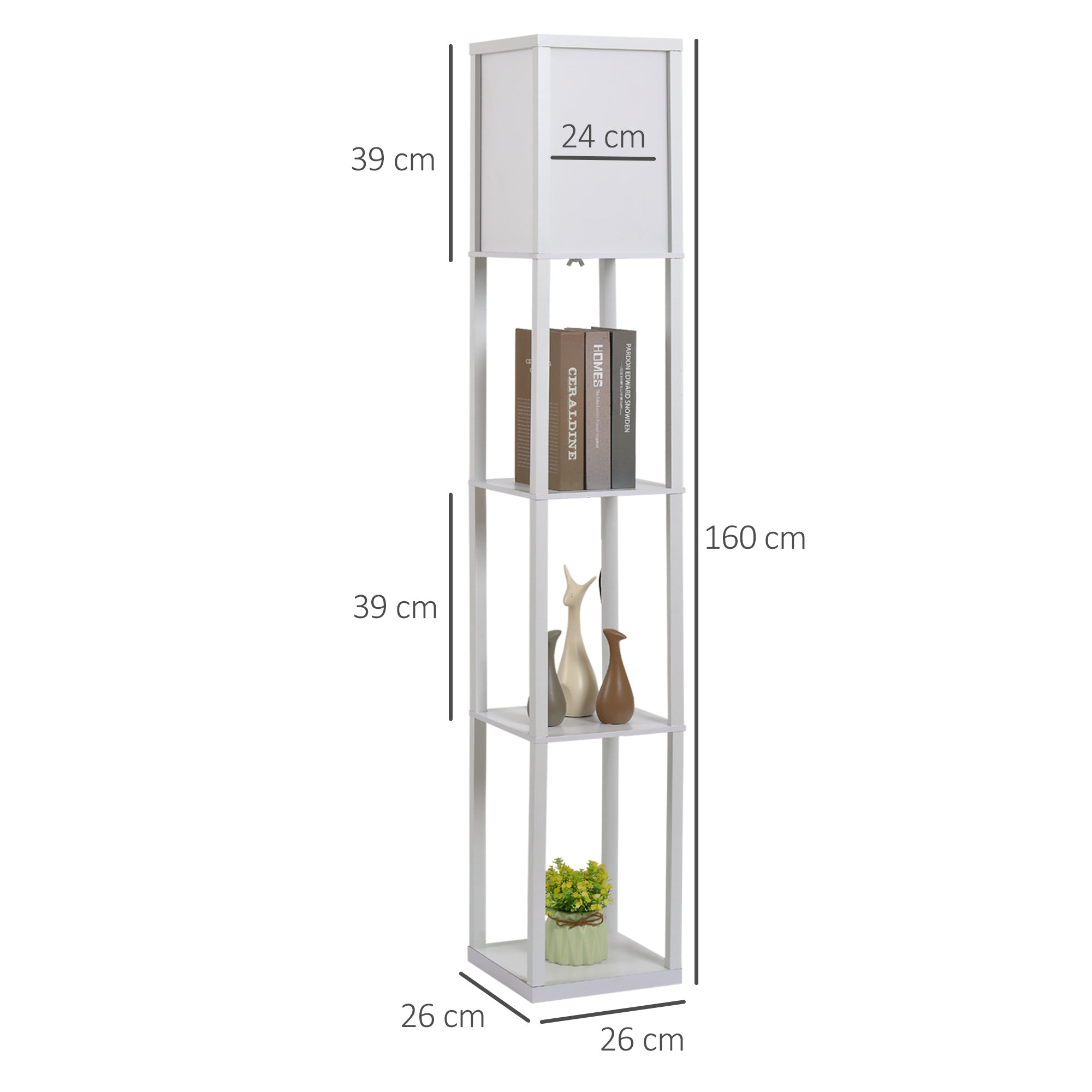 ground lamp with integrated shelves - white - Borgè