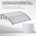 100x80cm Anti-UV Polycarbonate Outdoor Canopy for Doors and Windows - Borge' Group Limited