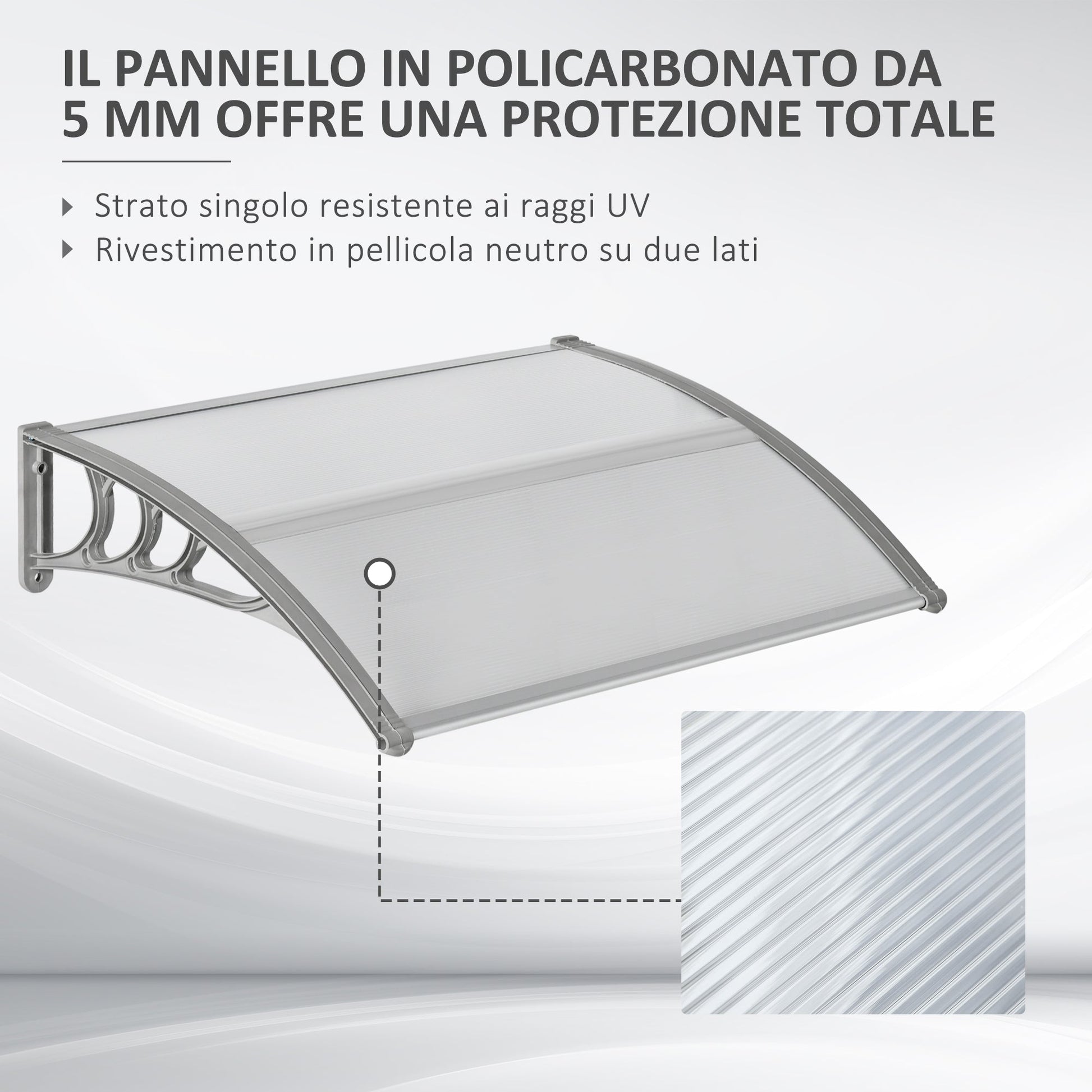 Outsunny Polycarbonate roof anti-UV outdoor doors and windows, 100x80cm - Borgè