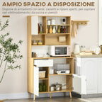Homcom Kitchen pantry in chipboard with cabinets, drawers, adjustable shelves and Appendino, 93x40x180 cm - Borgè