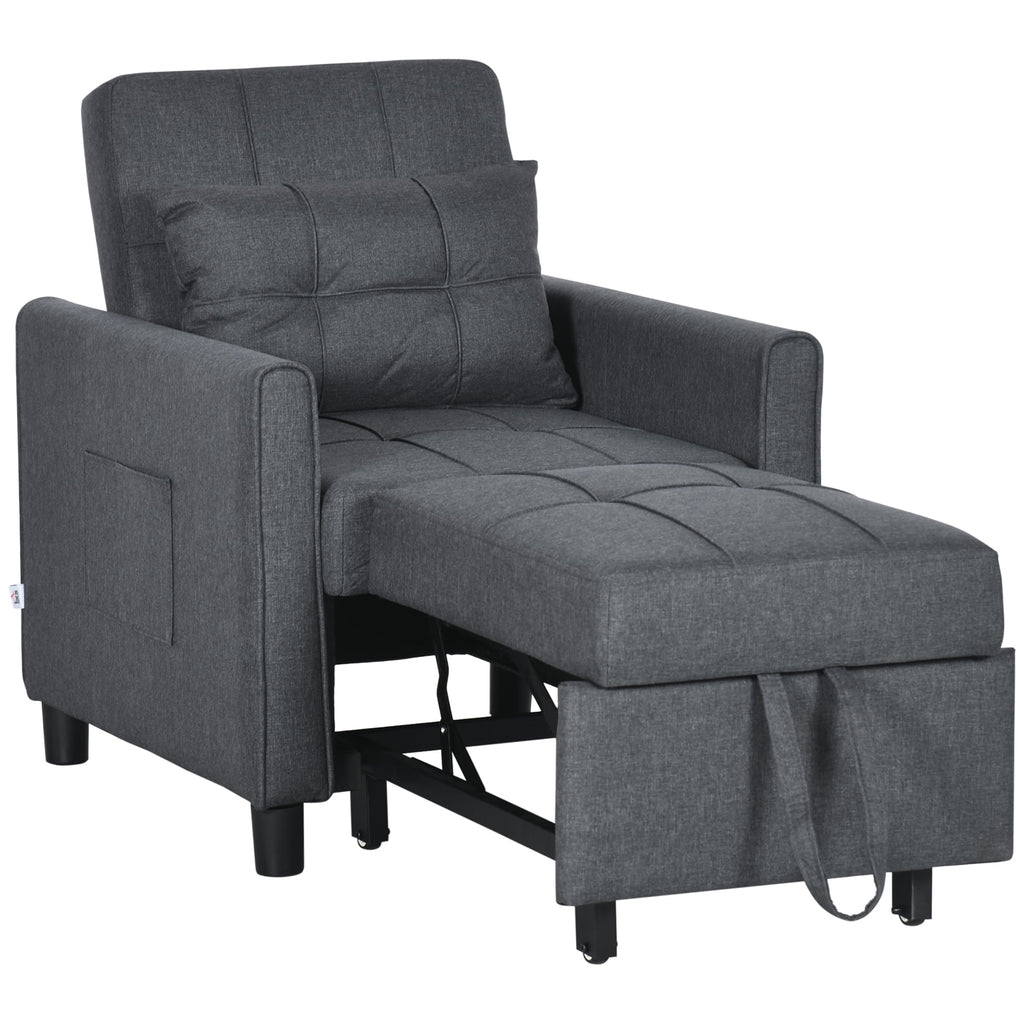 Single Bed Armchair Reclinable on 3 levels with extra pillow, 69x82x85cm, Grey - Borgè