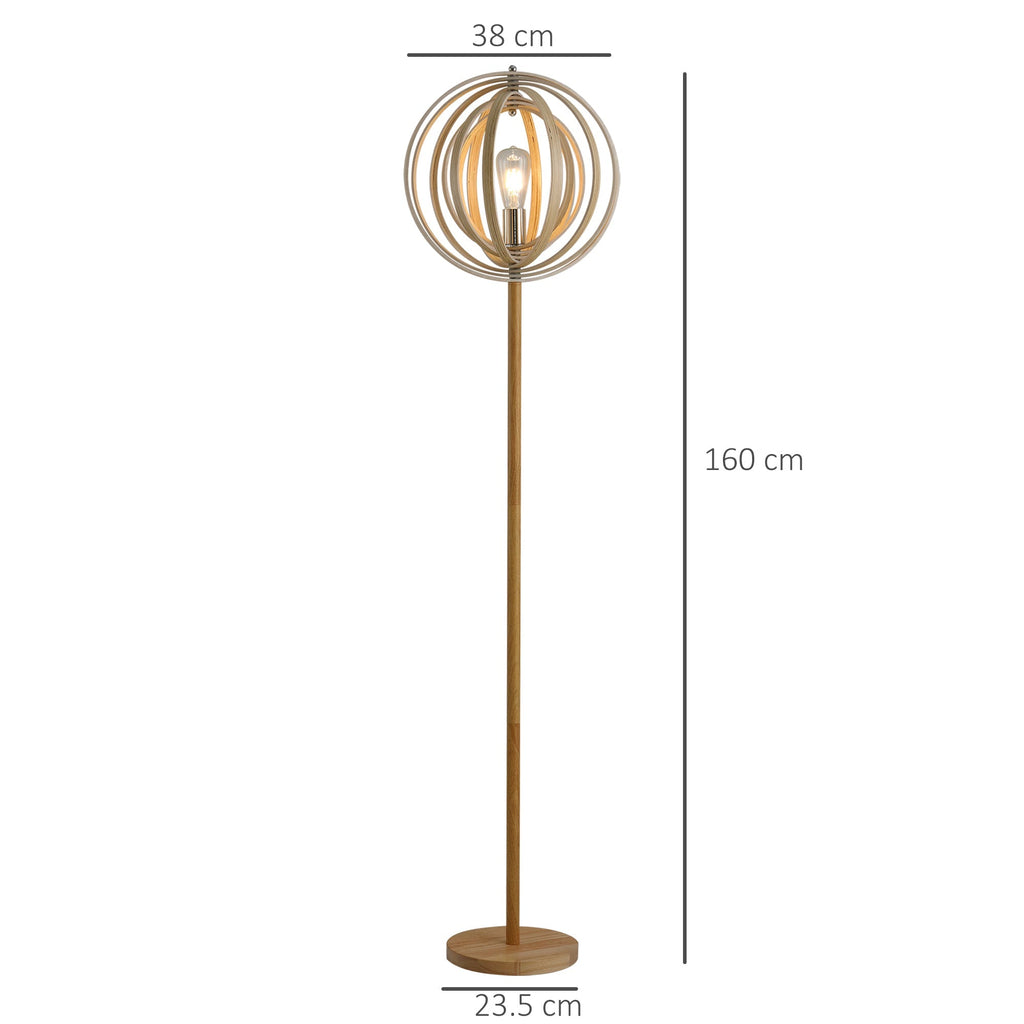 Earth lamp design with lampshade with adjustable rings in wooden bulbs E27 Ñ„38 x 160 cm - Borgè