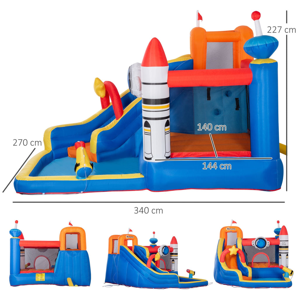 Inflatable Game for Children 3-8 Years Space Theme with Bag, 11 Stakes and Patches Included, 340x270x227 cm - Borge' Group Limited