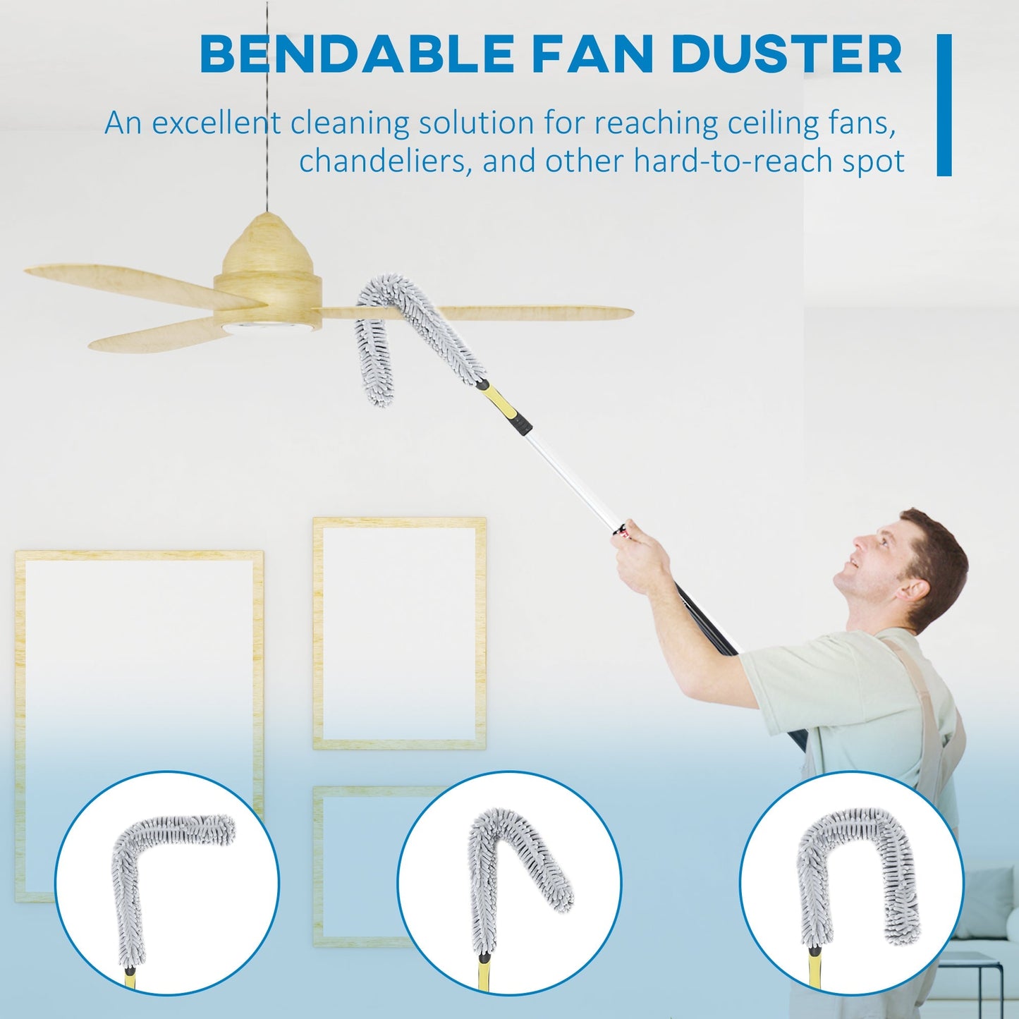 Kit for cleaning the house with auction, dust to cobweets, dust in microfiber and sprinkle for fan - Borgè