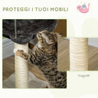 Cat Scratching Post with Plush Hammock, Wooden Base with Toy and Sisal Poles, 53.55x53. 5x66cm, Grey - Borge' Group Limited