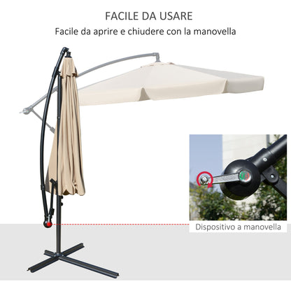 Outsunny Garden Garden Umbrella with crank and tilted opening, φ265x265cm, clear brown - Borgè