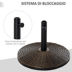 25kg Round Plastic Rattan Effect Umbrella Base for 35mm, 38mm, 48mm Poles - Borge' Group Limited