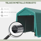 2.4x2m Outdoor Garage Tent for Motorcycles and Bicycles, Garden Tool Shed in Metal and PE Fabric, Green - Borge' Group Limited